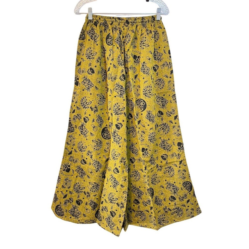 Y2k Hippie Women’s Wide-Leg Palazzo Pants 27” Boho Celestial Mushroom Gypsy - Picture 3 of 14